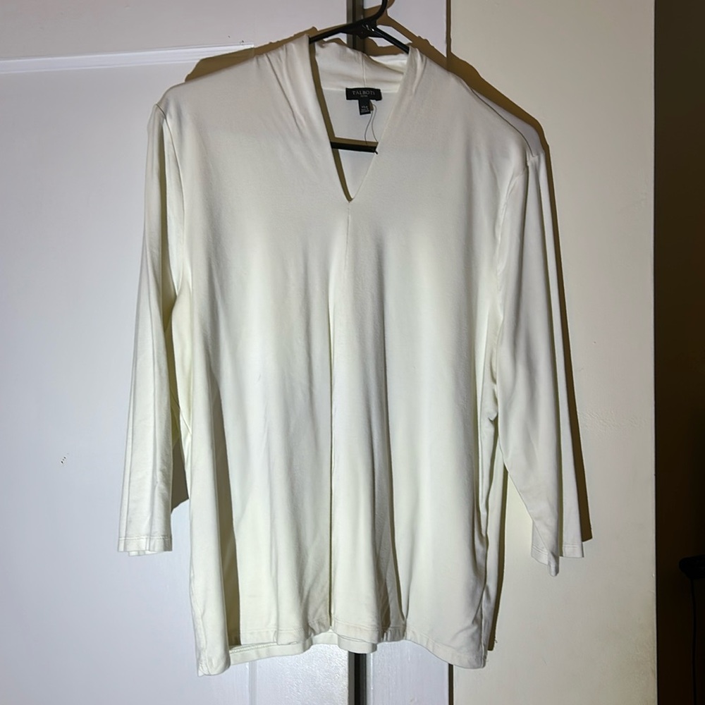NWOT white Talbots 3/4 sleeve shirt.